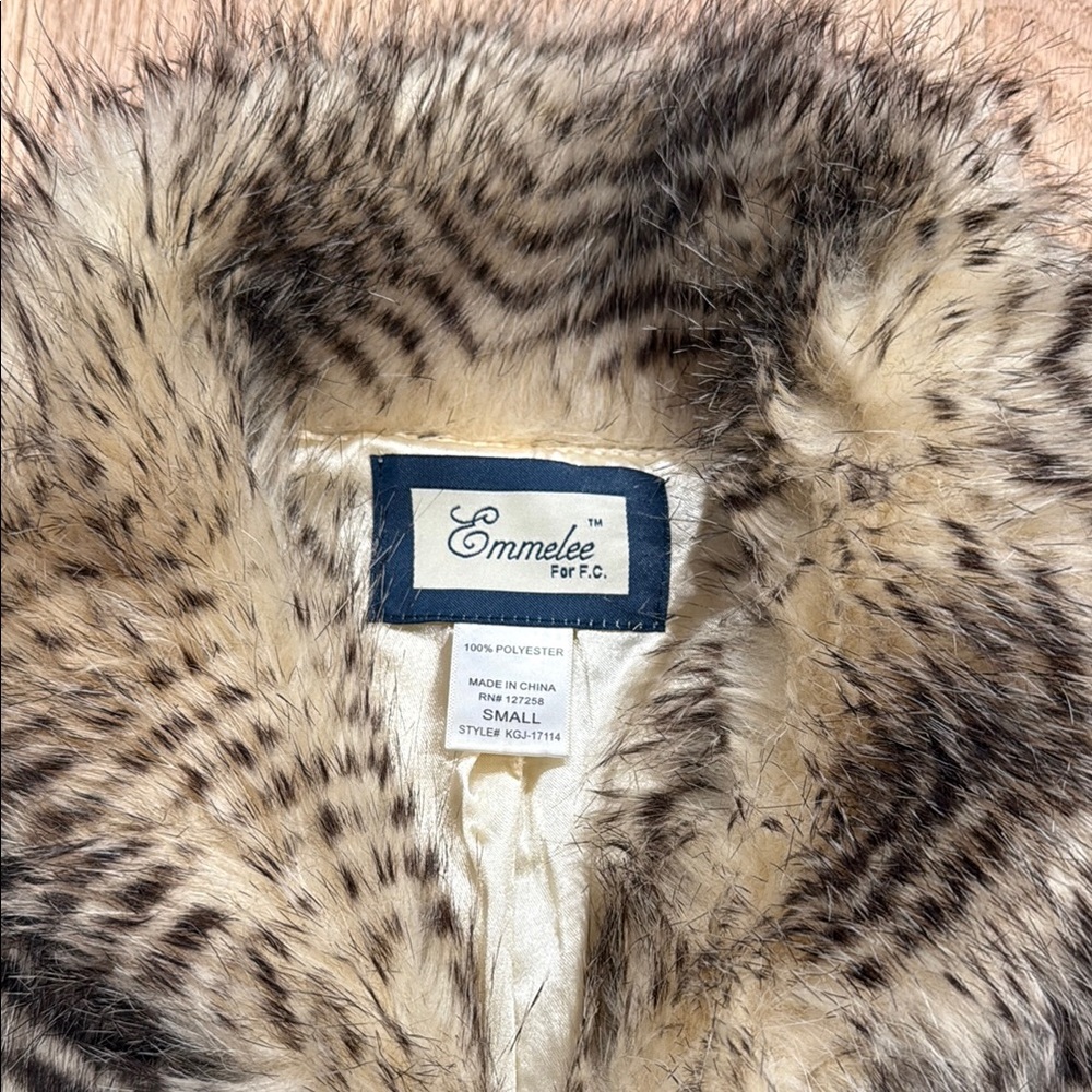 Fur Vest in Cream and Brown - Picture 2 of 3